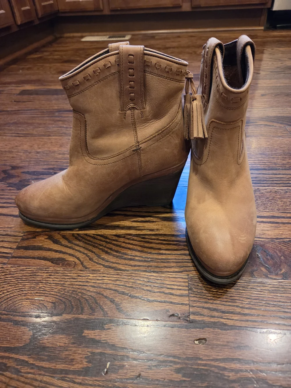 Ariat Pull-On Leather Wedge Western Ankle Boots